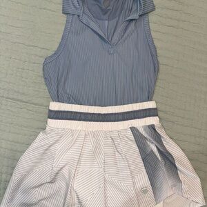 Blue and White Sleeveless top and tennis skirt. K-Swiss